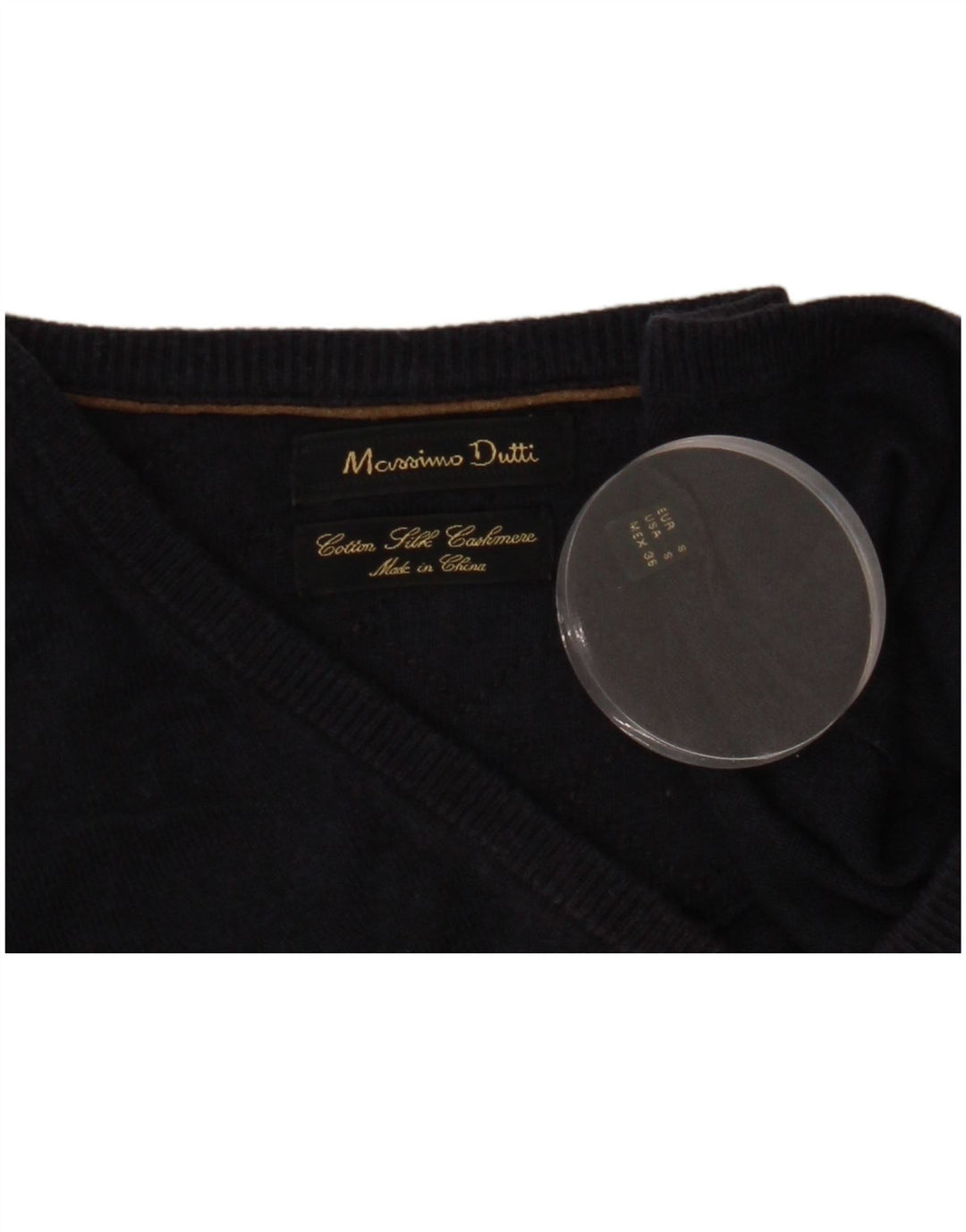 MASSIMO DUTTI Γυναικείο πουλόβερ μεγάλου μεγέθους V-λαιμόκοψη UK 10 Small Navy Blue