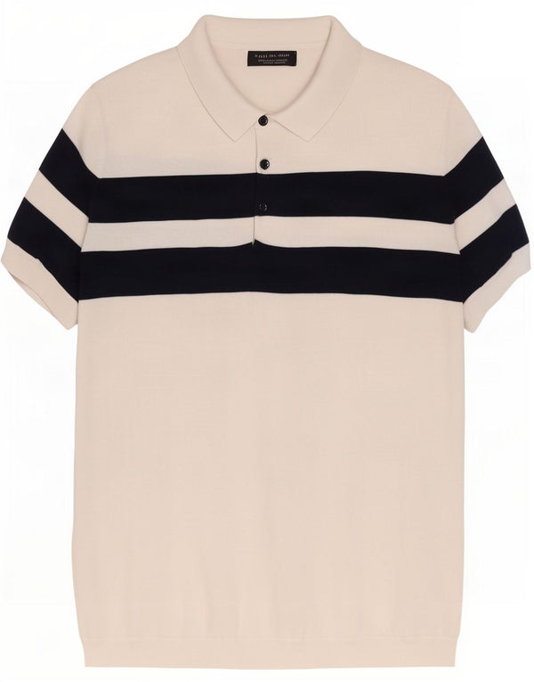 Zara Ανδρικό πουλόβερ με κοντό μανίκι Polo λαιμόκοψη σε μεγάλο λευκό χρώμα