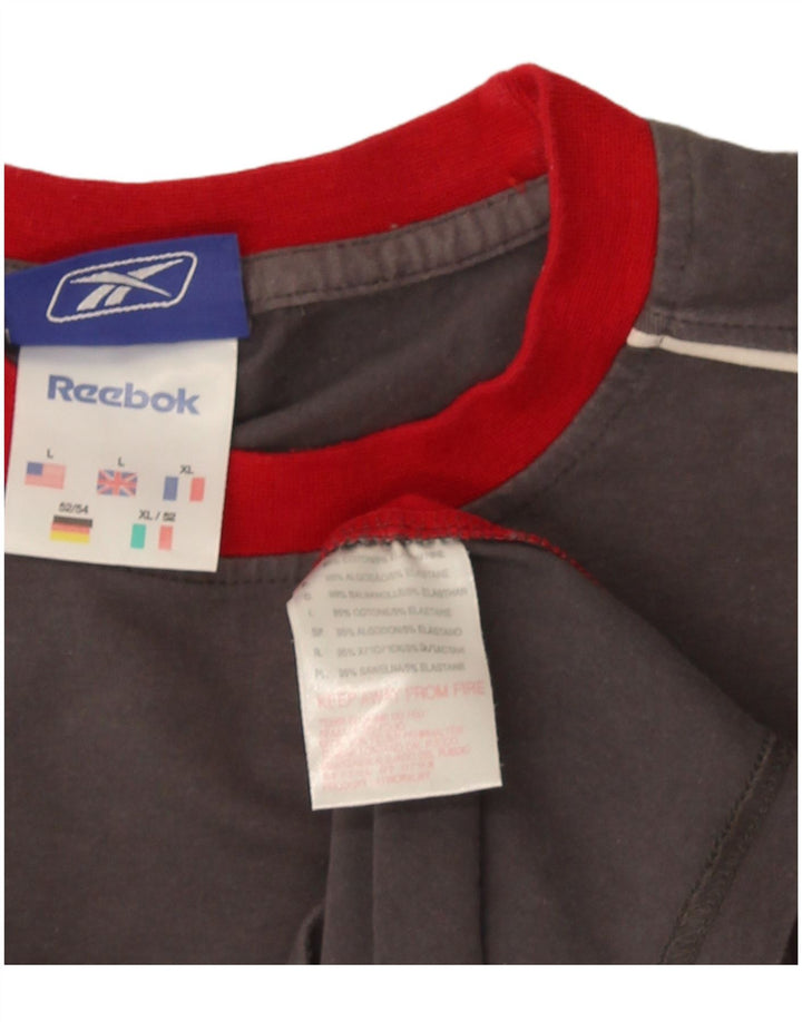 Ανδρικό T-Shirt Reebok Top Large Grey Colourblock Βαμβακερό