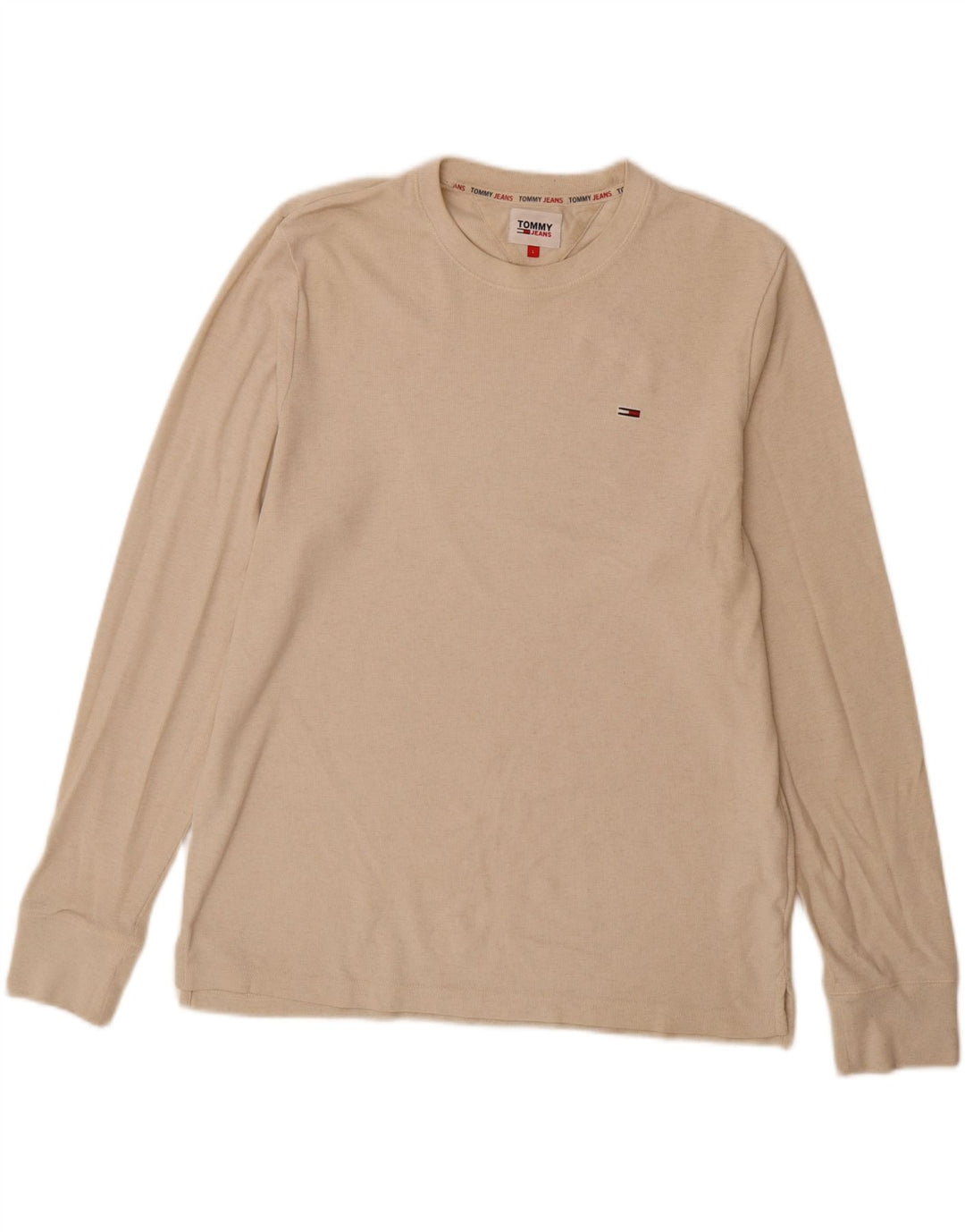 Ανδρικό τοπ Tommy Hilfiger μακρυμάνικο μεγάλο μπεζ βαμβακερό