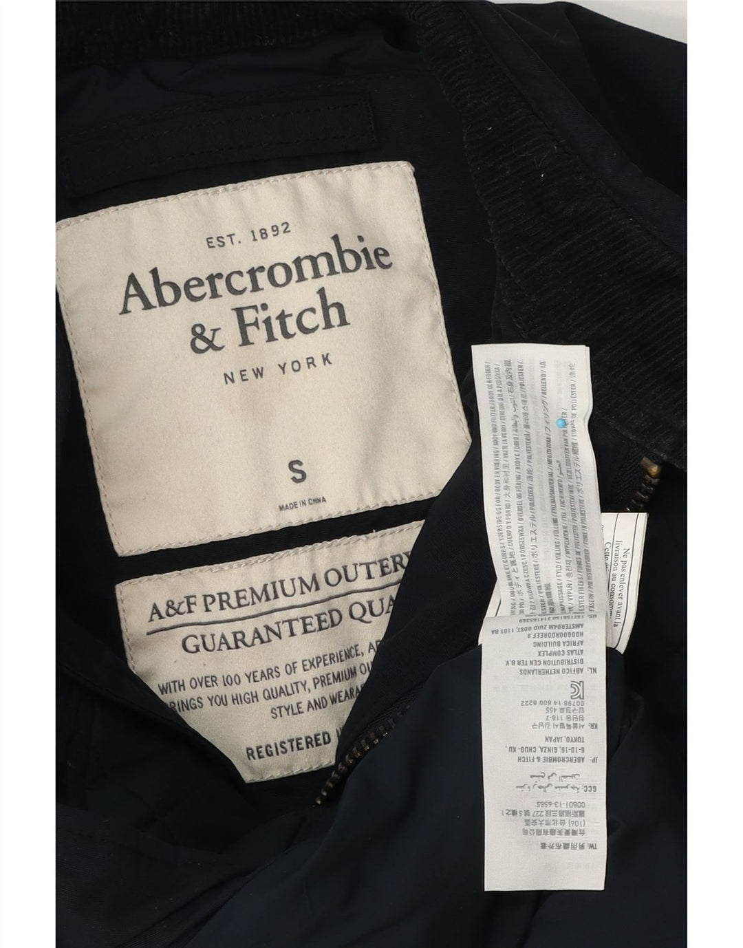 Ανδρικό καπιτονέ μπουφάν Abercrombie & Fitch UK 36 Small Navy Blue Polyester