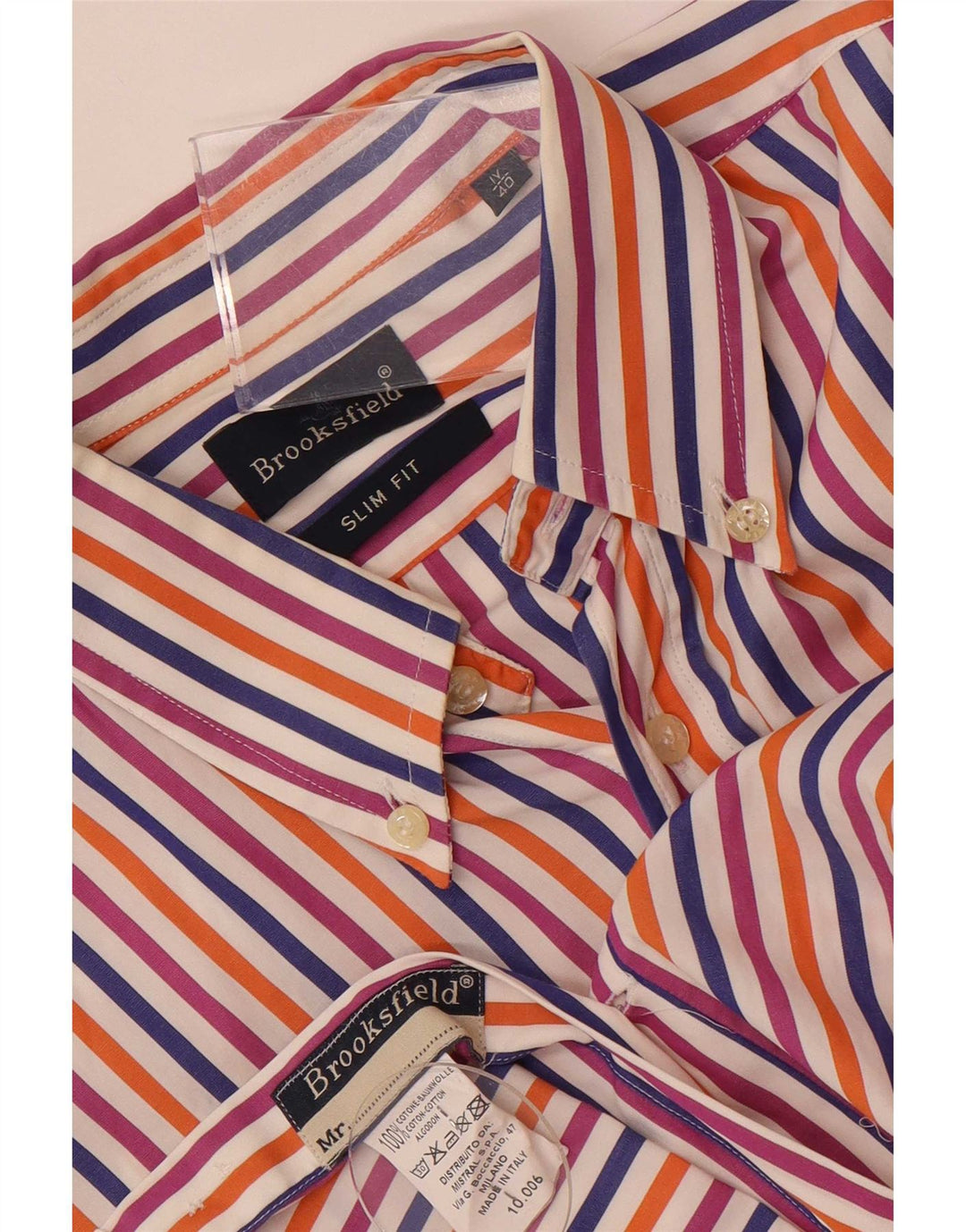 Ανδρικό πουκάμισο Brooksfield Slim Fit Μέγεθος 40 Μεσαίο πολύχρωμο βαμβακερό ριγέ