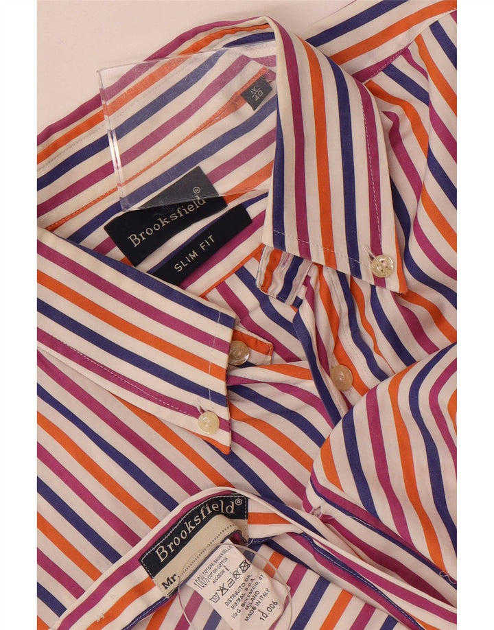 Ανδρικό πουκάμισο Brooksfield Slim Fit Μέγεθος 40 Μεσαίο πολύχρωμο βαμβακερό ριγέ