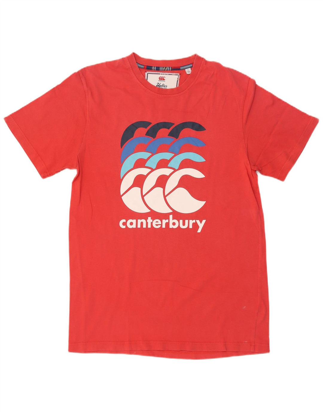 Ανδρικό γραφικό T-Shirt CANTERBURY Top μεγάλο κόκκινο βαμβακερό