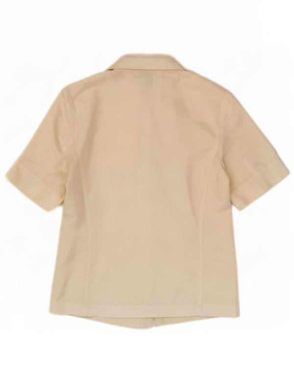 Paolo Tonali Womens Short Sleeve Shirt UK 10 Small Off White Linen