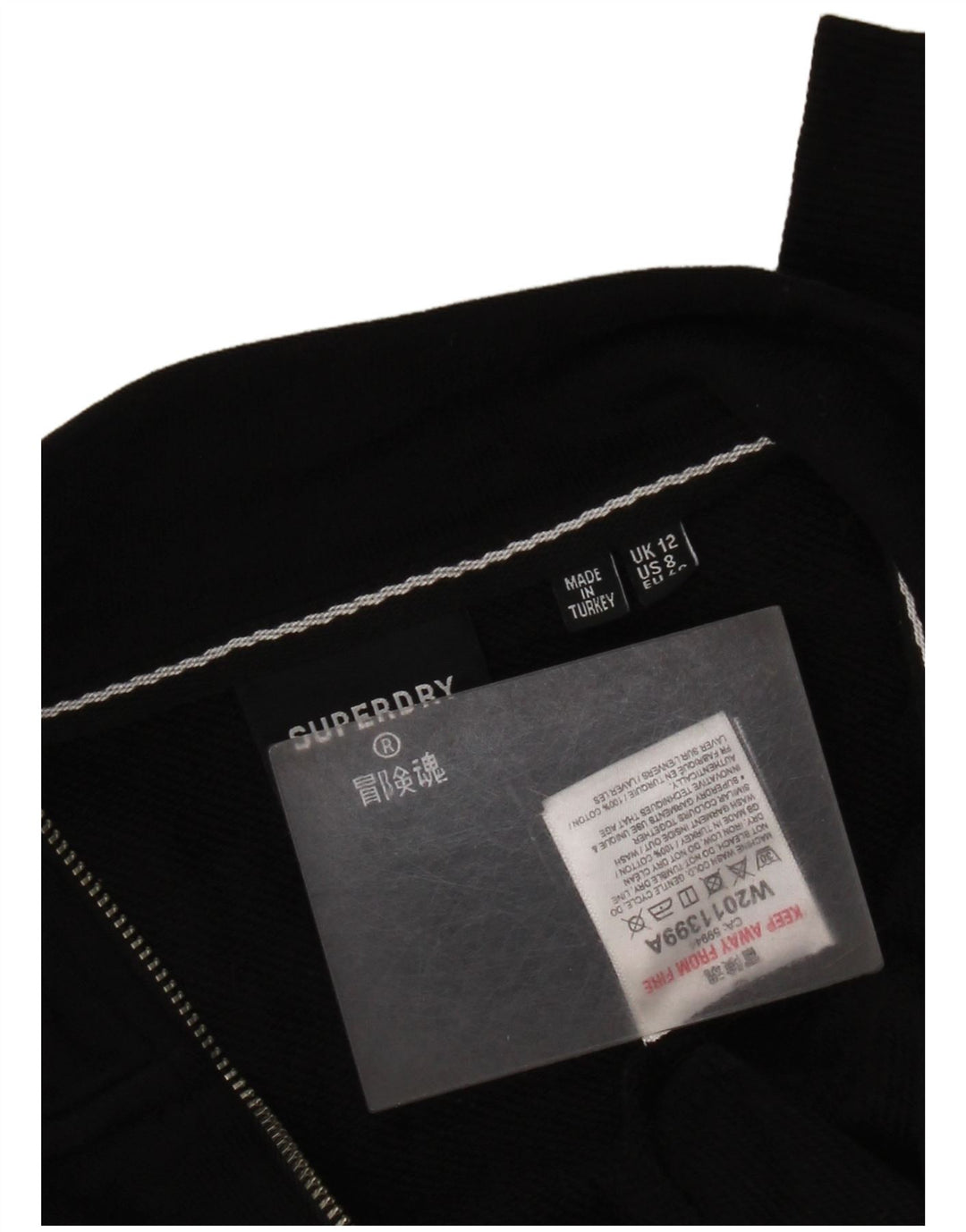 Superdry γυναικείο φούτερ με φερμουάρ με γραφικό φερμουάρ Jumper UK 12 Medium Black