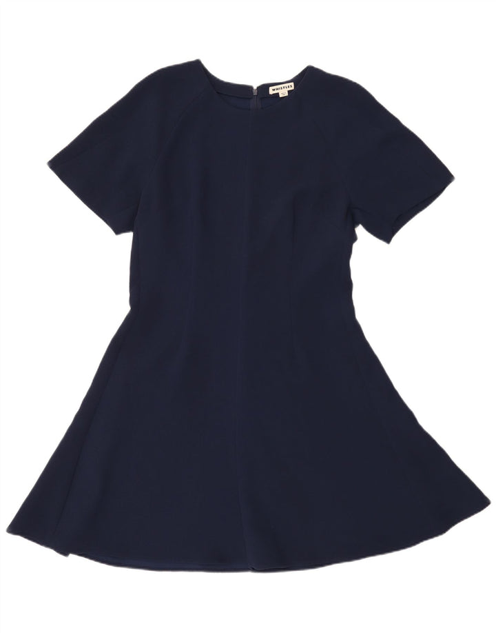 Whistle Γυναικείο κοντομάνικο φόρεμα A-Line UK 14 Medium Navy Blue Polyester