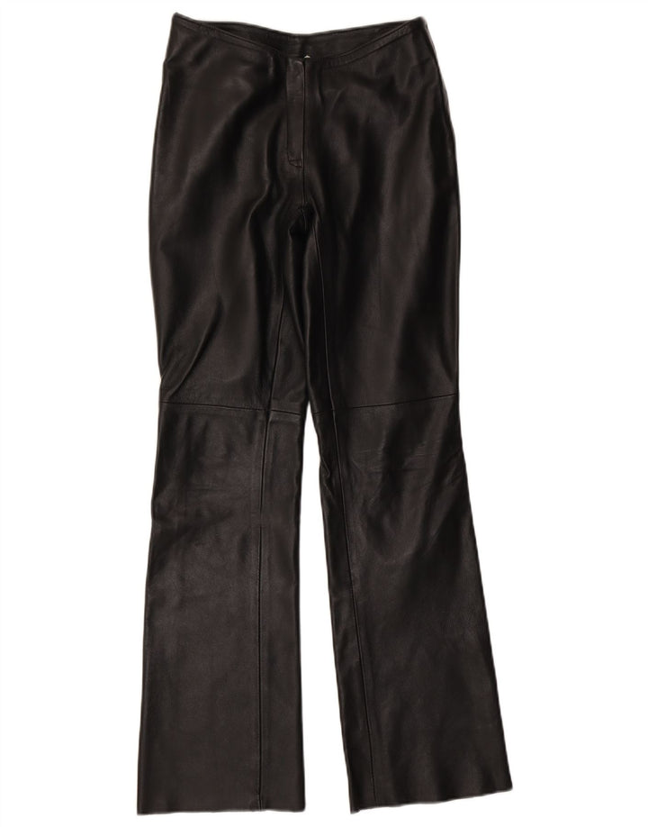 VINTAGE Γυναικείο Δερμάτινο Παντελόνι UK 10 Small W27 L31 Μαύρο