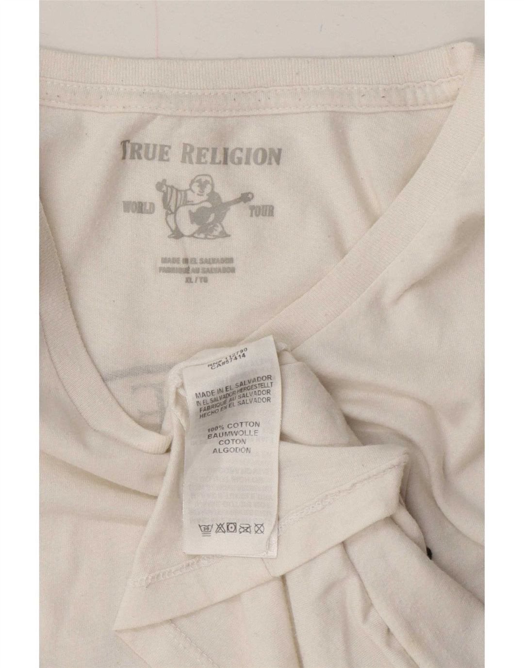 True Religion Ανδρικό γραφικό T-Shirt Top XL Λευκό βαμβακερό