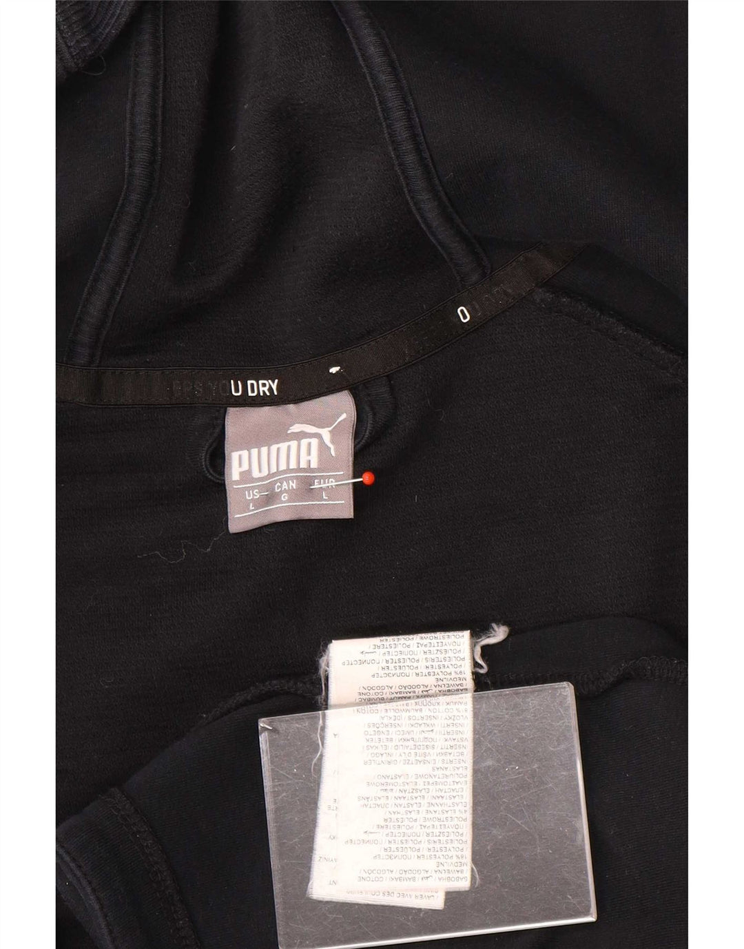 Ανδρικό πουλόβερ με κουκούλα με φερμουάρ Puma μεγάλο μαύρο πολυεστέρα