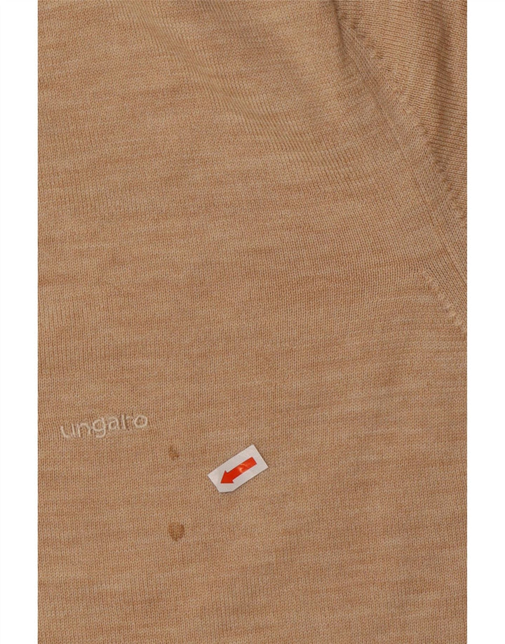 UNGARO Mens V-Neck Jumper Sweater IT 48 Medium Beige Wool