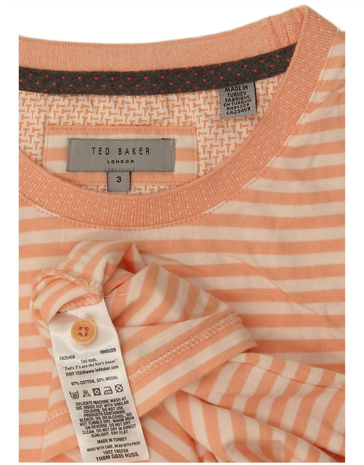 Ανδρικό T-Shirt Ted Baker, κορυφαίο μέγεθος 3, μεσαίο πορτοκαλί βαμβακερό ριγέ