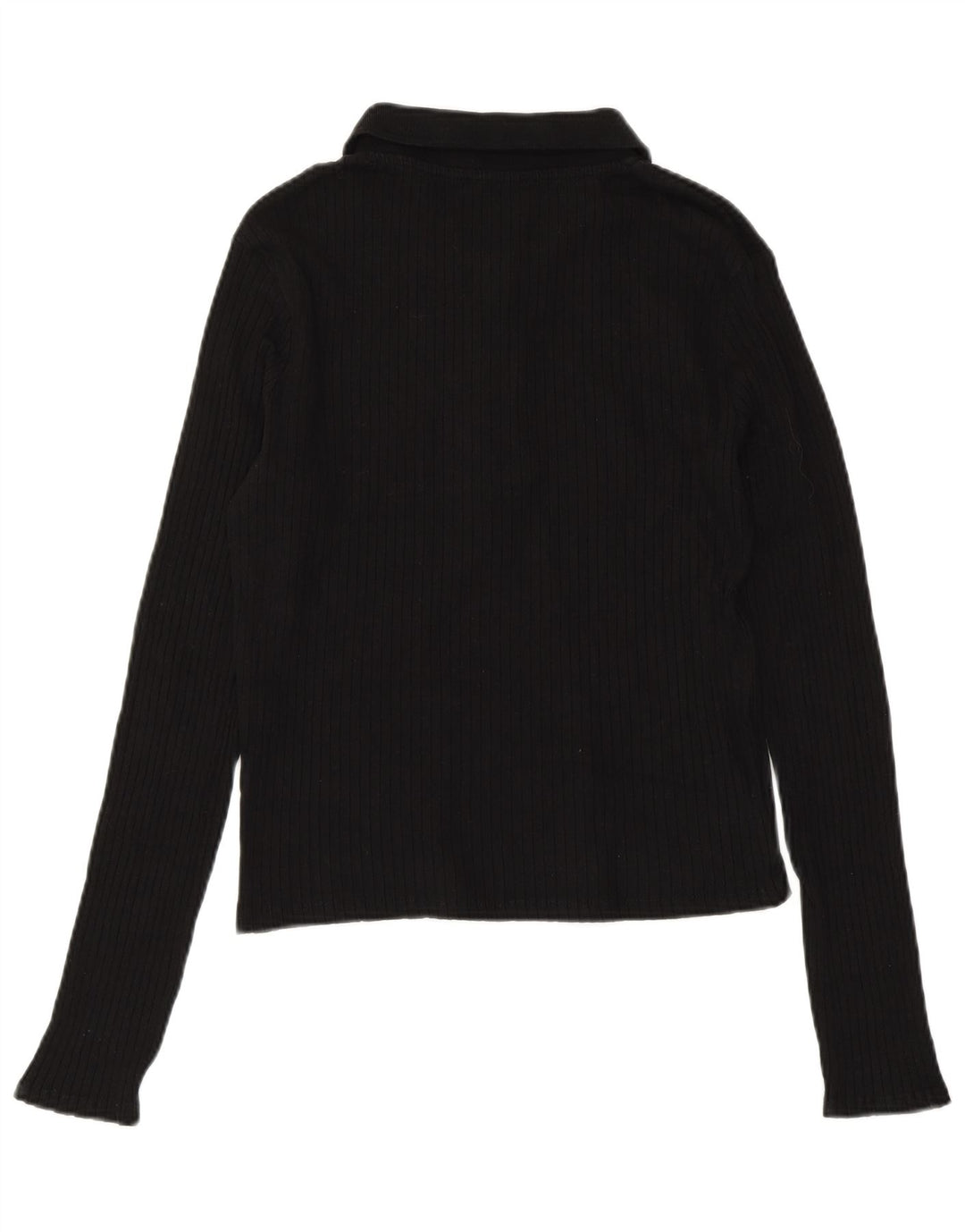 Γυναικείο μακρυμάνικο πόλο μπλουζάκι ZARA UK 14 μεγάλο μαύρο βαμβακερό