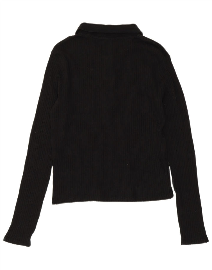 Γυναικείο μακρυμάνικο πόλο μπλουζάκι ZARA UK 14 μεγάλο μαύρο βαμβακερό