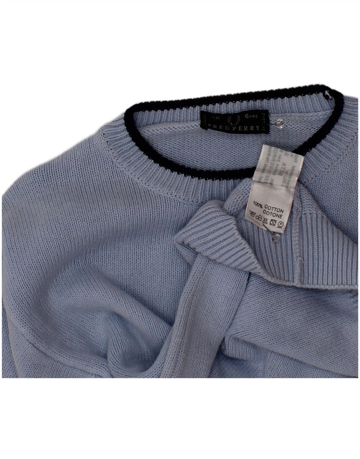 Fred Perry Boys Crew Neck Jumper πουλόβερ 5-6 ετών Μπλε βαμβακερό