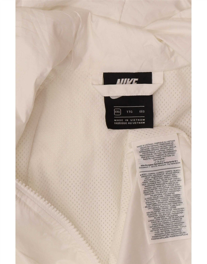 Ανδρικό μπουφάν βροχής με κουκούλα Nike UK 44 2XL Λευκός πολυεστέρας