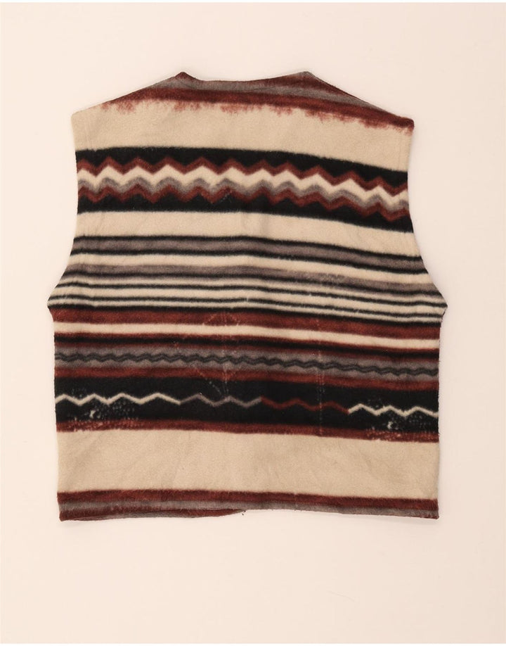 VINTAGE Γυναικεία Duffle Fleece Gilet UK 14 μεσαία πολύχρωμα ριγέ