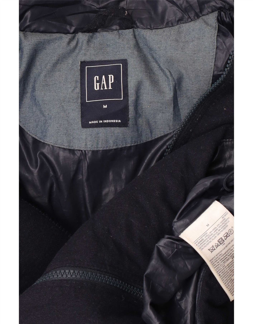 Gap Γυναικείο μπουφάν με κουκούλα UK 14 Medium Navy Blue Wool