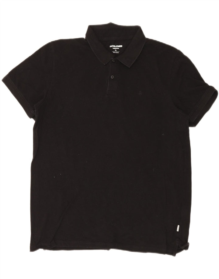 Ανδρικό μπλουζάκι πόλο JACK & JONES XL Μαύρο βαμβακερό