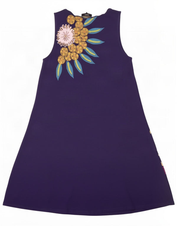 Desigual Womens Sleeveless A-Line Dress UK 10 Small Navy Blue Floral
