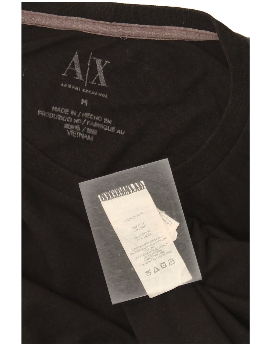 Armani Exchange Ανδρικό γραφικό T-Shirt Top Μεσαίο μαύρο βαμβακερό
