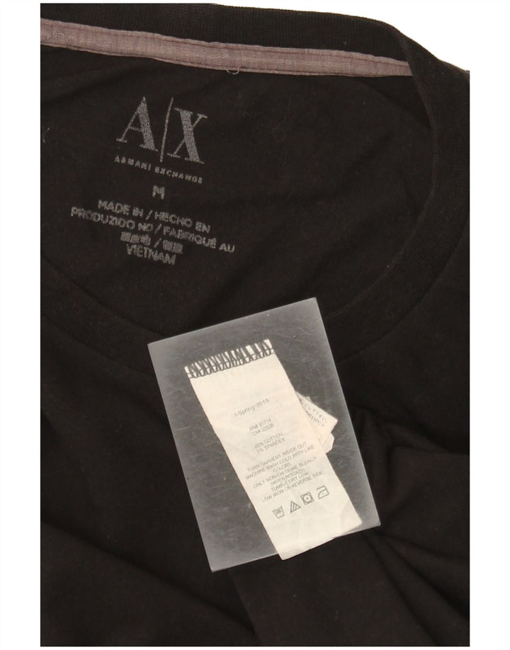 Armani Exchange Ανδρικό γραφικό T-Shirt Top Μεσαίο μαύρο βαμβακερό