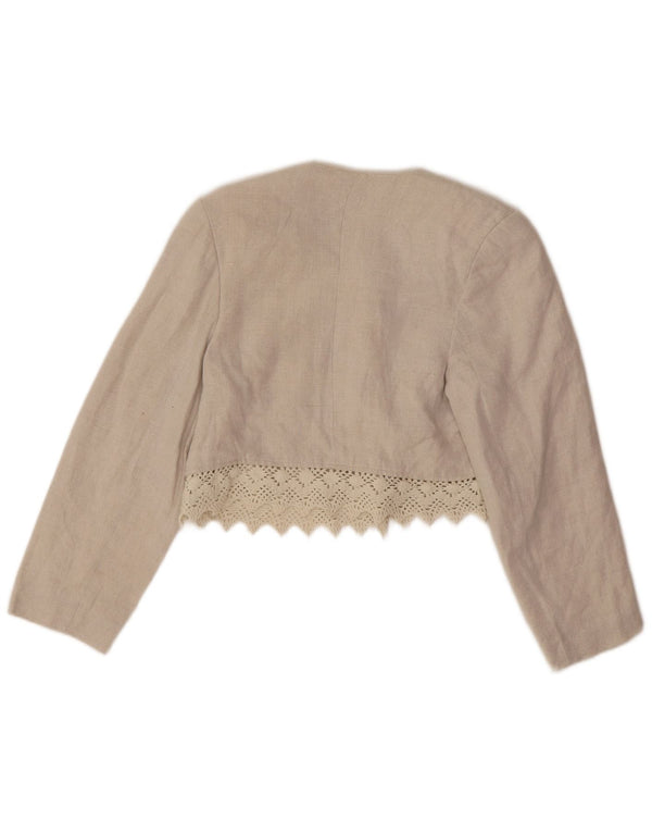 Vintage Γυναικείο Crop Διπλό Μπουφάν Μπλέιζερ UK 10 Small Beige