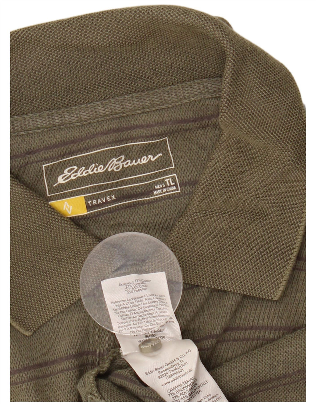Eddie Bauer Ανδρικό ψηλό μπλουζάκι πόλο με κανονική εφαρμογή Μεγάλο χακί ριγέ βαμβακερό
