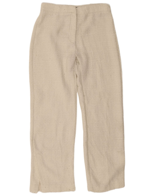 Zara Womens Straight Casual Trousers Large W30 L31 White Polyester