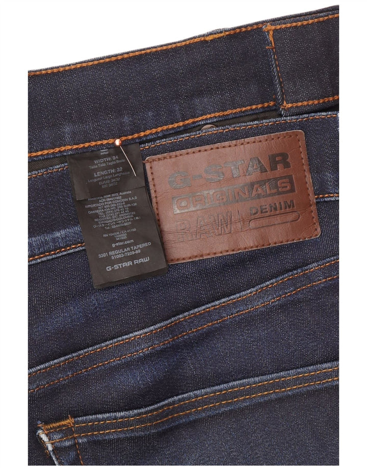 G-STAR Ανδρικά 3301 Distressed Regular Tapered Jeans W34 L32 Navy Blue Cotton