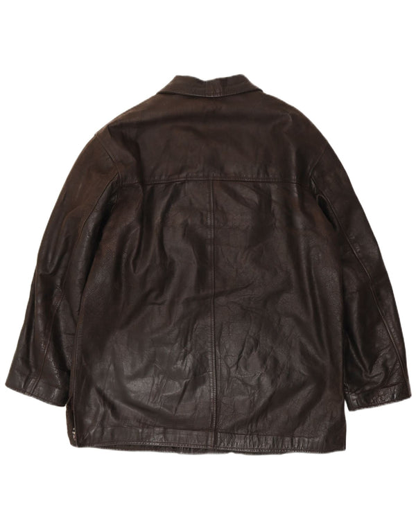 Vintage Mens Leather Jacket IT 54 2XL Brown Leather