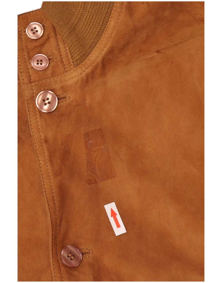 Vintage Ανδρικό Suede Bomber Jacket IT 52 XL Καφέ Δερμάτινο