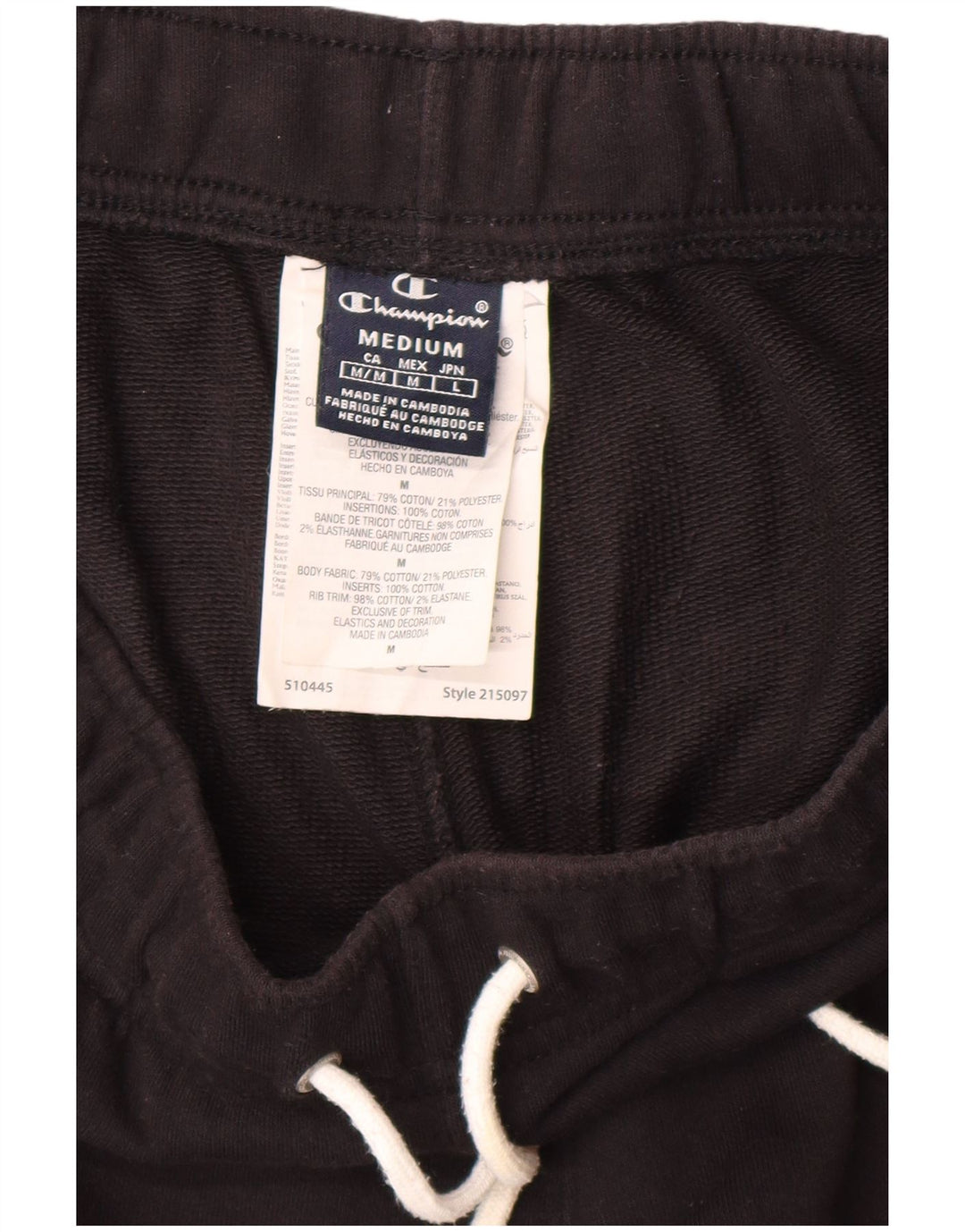 CHAMPION Mens Tracksuit Trousers Joggers Medium  Black Cotton