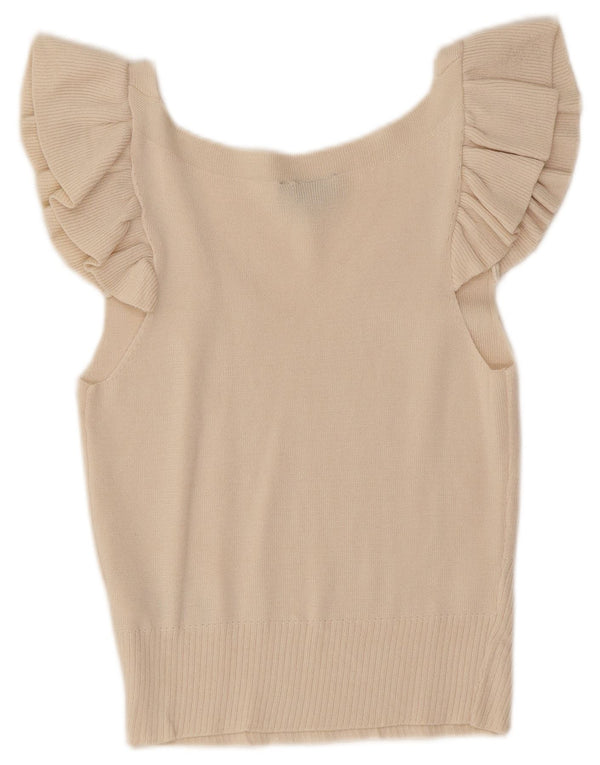 Topshop Γυναικεία Crop Μπλούζα Τοπ UK 12 Medium Off White Viscose