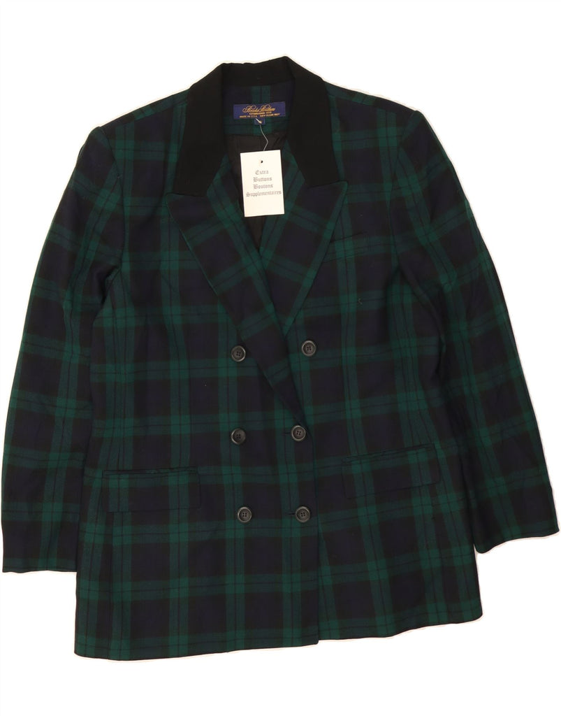 BROOKS BROTHERS Womens Double Breasted Coat UK 16 Large  Navy Blue Check Vintage Brooks Brothers and Second-Hand Brooks Brothers from Messina Hembry 