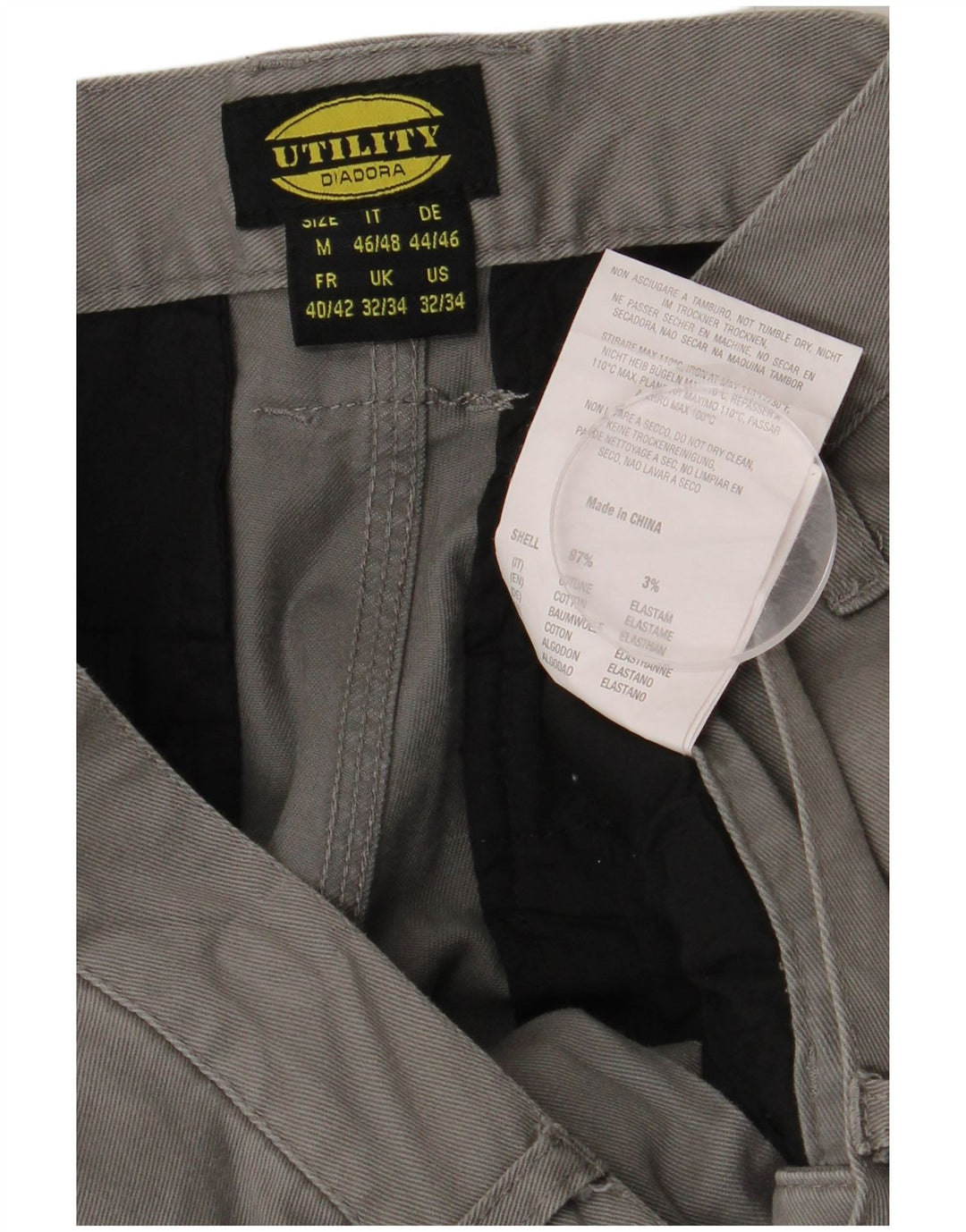 Ανδρικό παντελόνι DIADORA Slim Cargo W32 L34 Γκρι Βαμβακερό