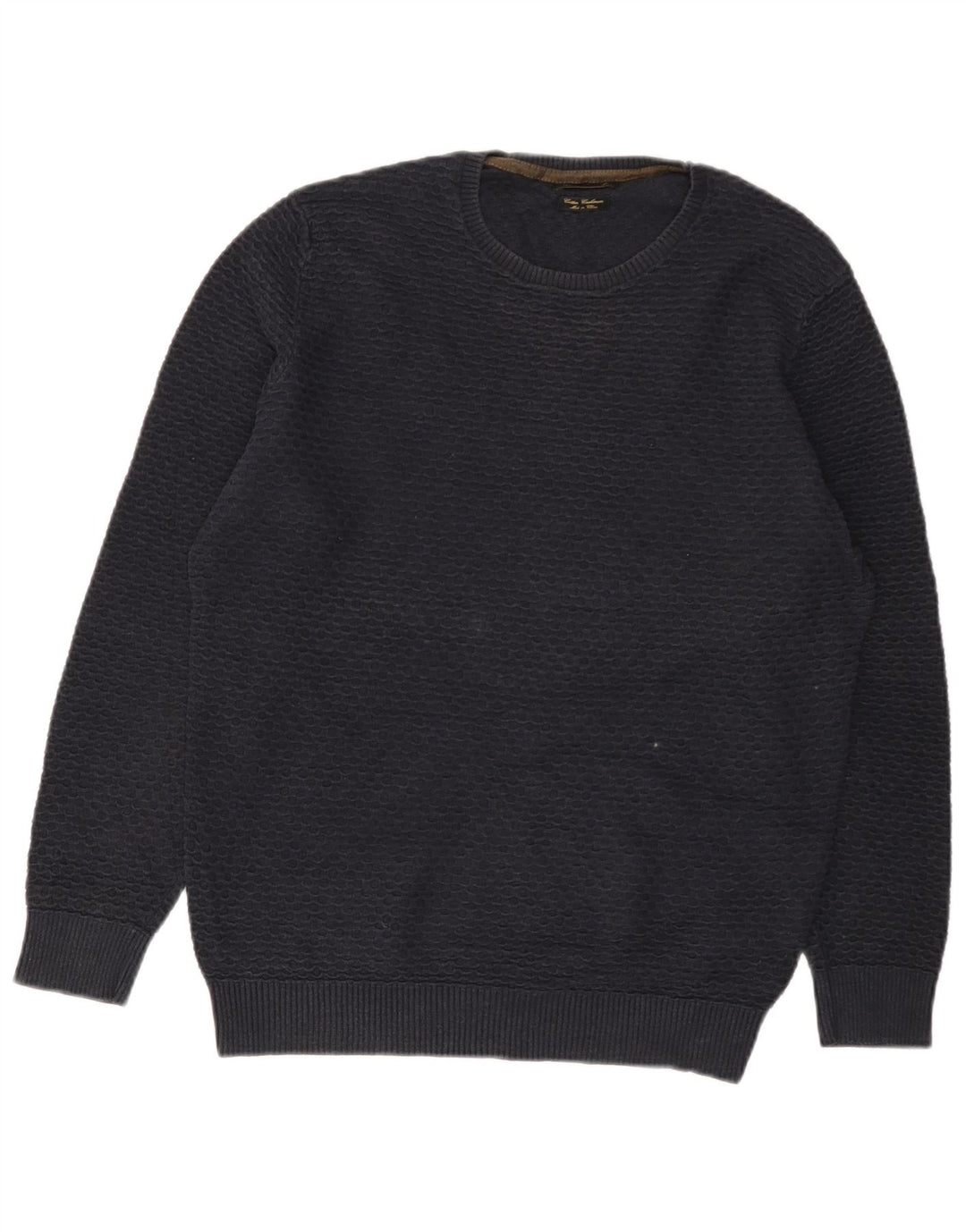 Ανδρικό πουλόβερ Massimo Dutti Crew Neck Jumper Μικρό Navy Blue από βαμβάκι
