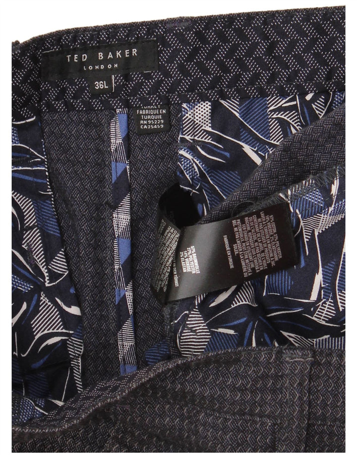 TED BAKER Ανδρικό Slim Suit Παντελόνι W36 L33 Navy Blue γεωμετρικό βαμβακερό
