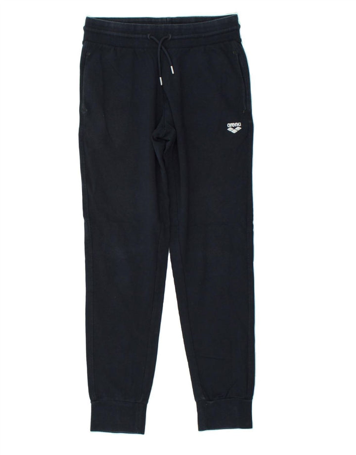 ARENA Womens Tracksuit Trousers Joggers UK 12 Medium Navy Blue Cotton | Vintage Arena | Thrift | Second-Hand Arena | Used Clothing | Messina Hembry 