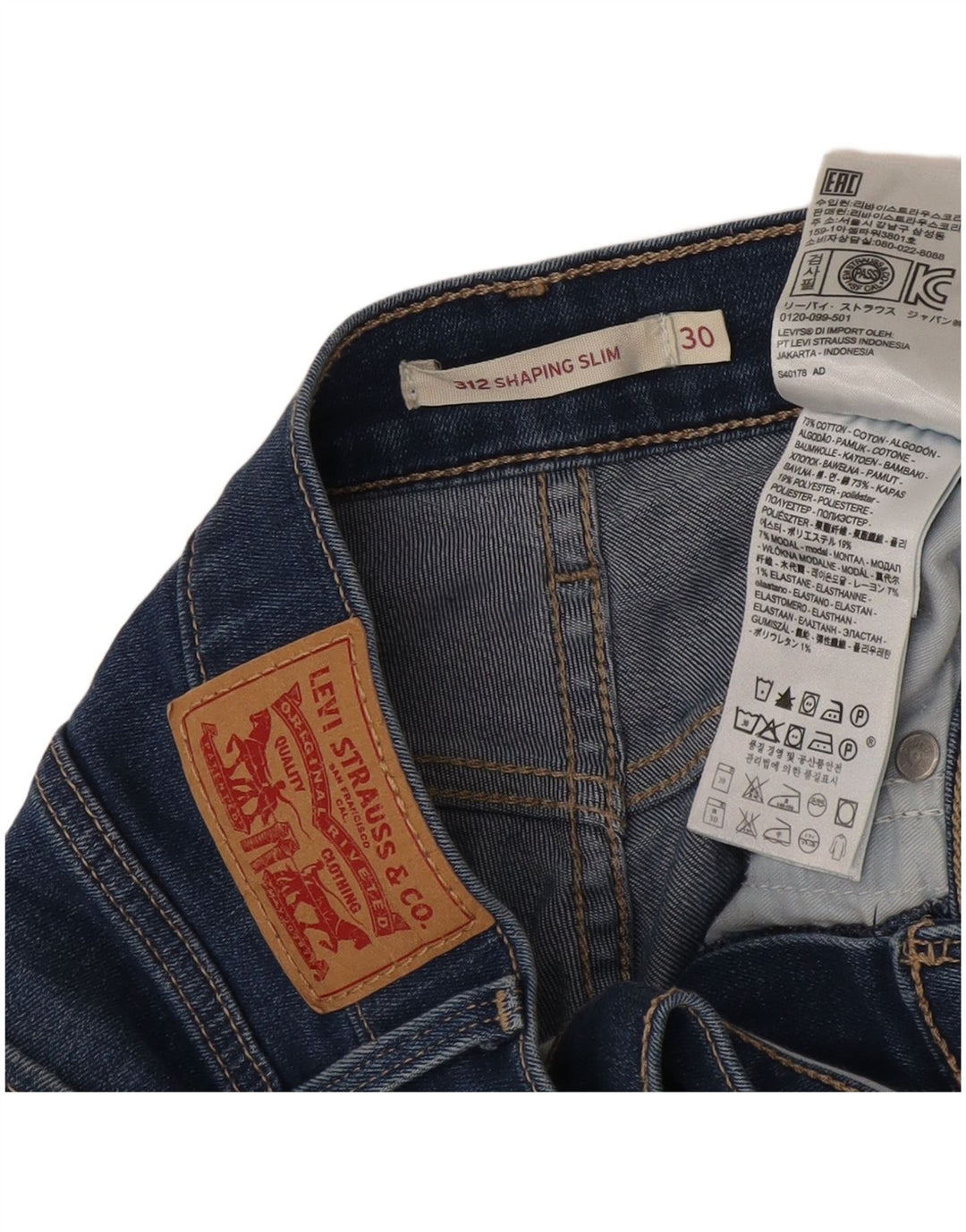 Γυναικείο τζιν σορτς Levi's 312 W30 μεσαίο μπλε βαμβακερό