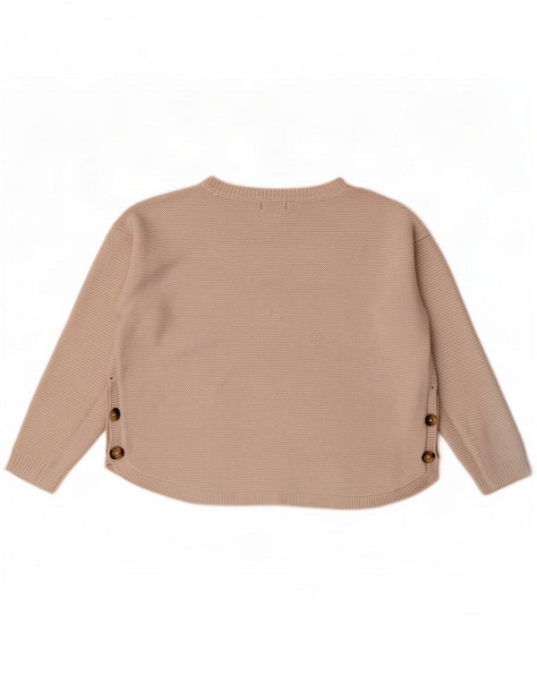 Fat Face Womens Crop Boat Neck Jumper πουλόβερ UK 10 Small White Viscose