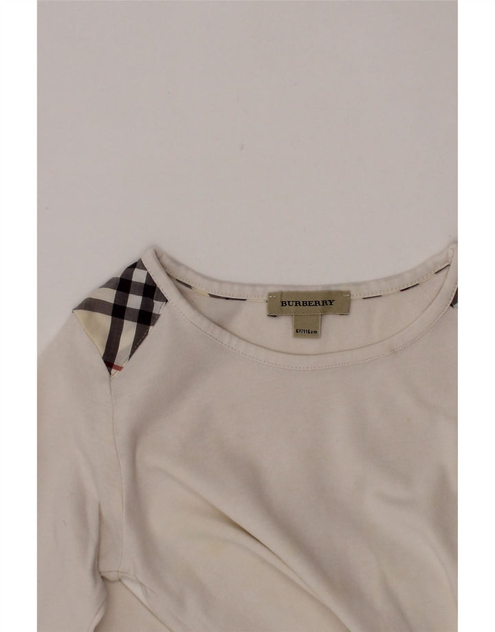 BURBERRY Girls Top Μακρυμάνικο 5-6 ετών Λευκό Check