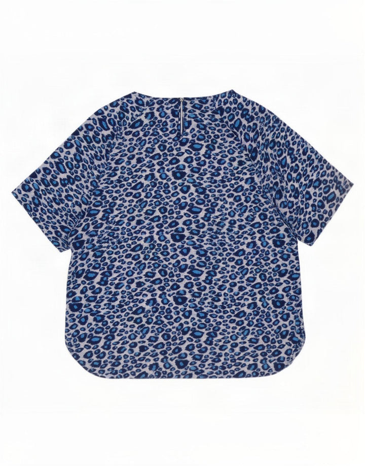 Marks & Spencer Γυναικεία Μπλούζα Τοπ UK 16 Large Blue Animal Print Polyester