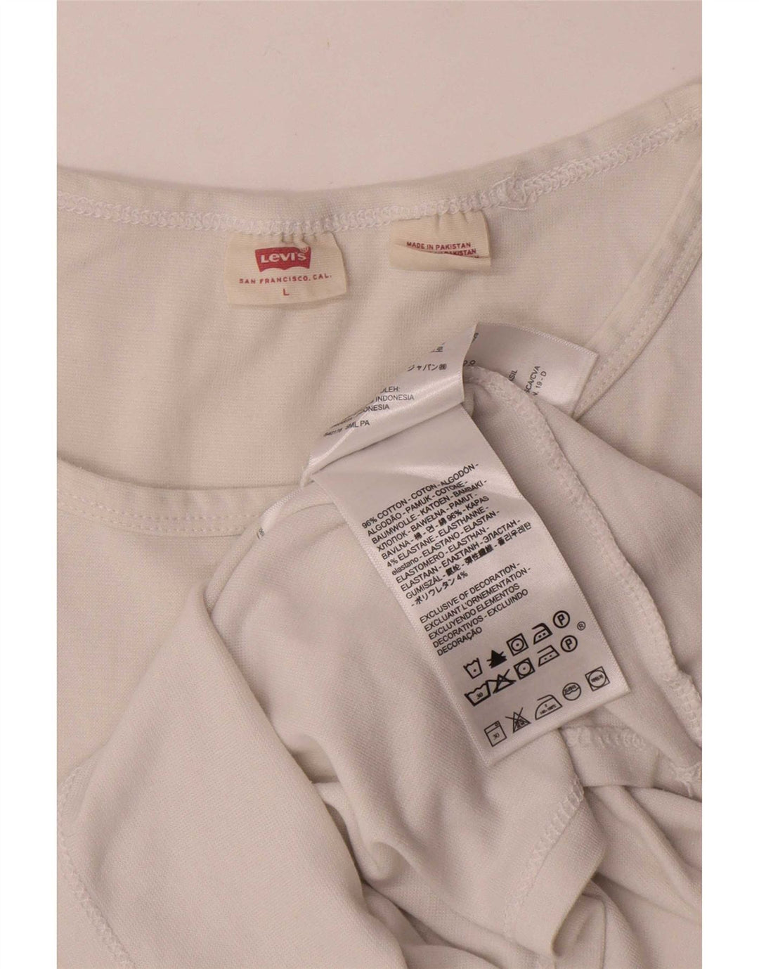 Γυναικείο T-Shirt Levi's Top UK 14 μεγάλο λευκό βαμβακερό