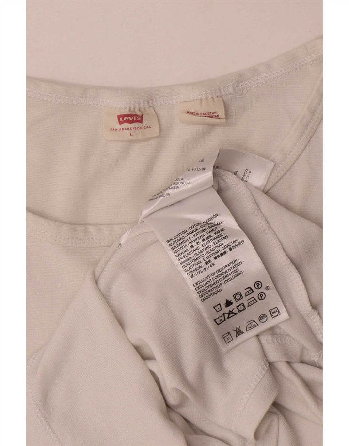 Γυναικείο T-Shirt Levi's Top UK 14 μεγάλο λευκό βαμβακερό