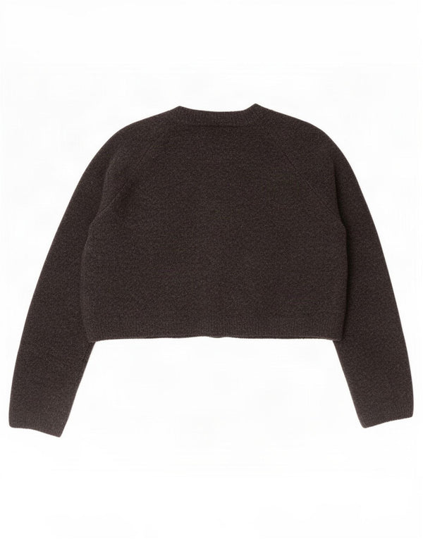 Zara Γυναικείο Crop Ζακέτα πουλόβερ UK 10 Small Grey Acrylic