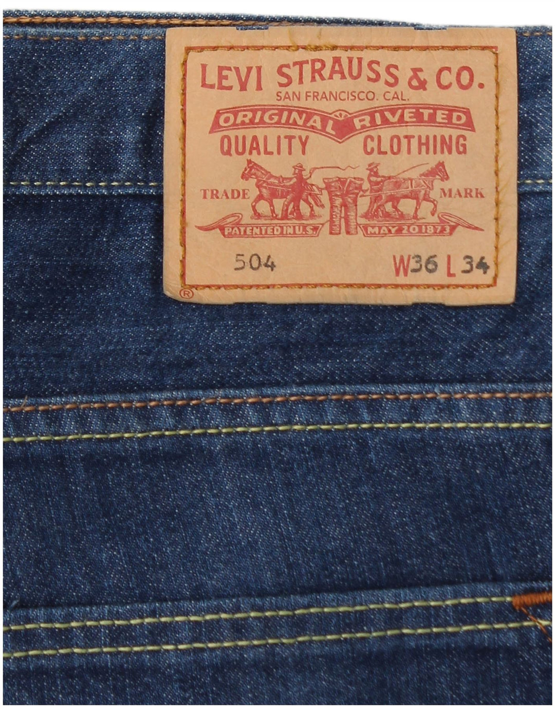 Levi's Mens 504 Straight Jeans W36 L29 Μπλε Βαμβακερό