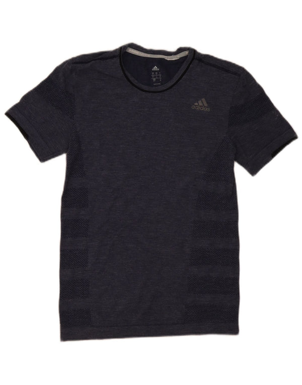 Adidas Mens Running T-Shirt Top Small Navy Blue Striped