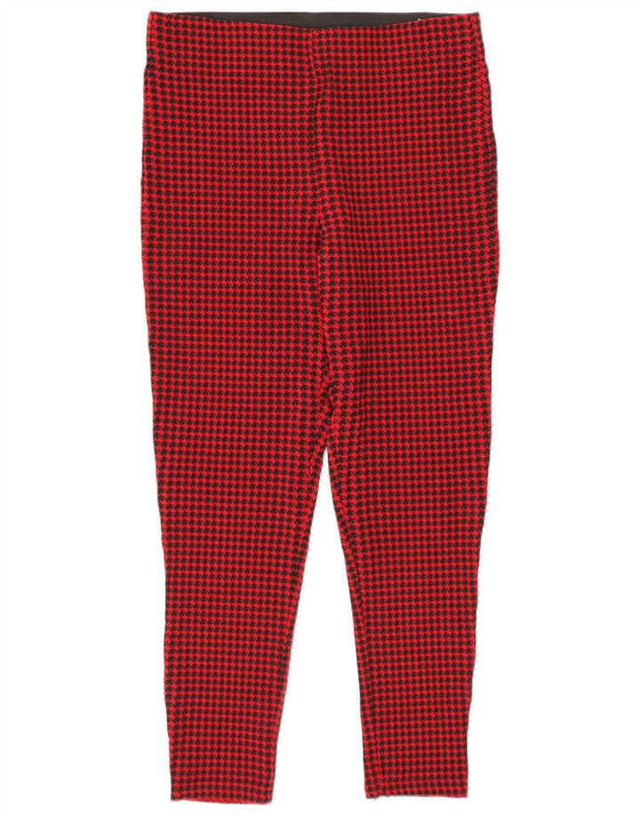 Zara Γυναικεία κολάν Crop UK 14 Μεγάλη Κόκκινη Βισκόζη Houndstooth
