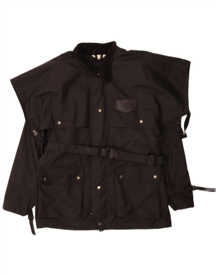 Freewheel Mens Moto Racer Utility Jacket UK 38 Medium Black Nylon